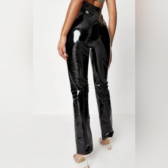 NWT Black High Waisted Vinyl Pants - Picture 6 of 6